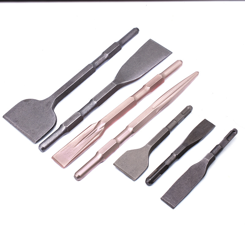 Square-handled four-pit electric hammer, widened ultra-thin flat chisel, hexagonal handle electric pick, extended wall chisel, concrete wall slotting drill bit Item Picture
