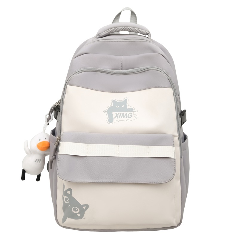 2025 color-blocking large-capacity student schoolbags, junior and senior high school backpacks, simple and Ins-style computer bags, and fashionable bags Item Picture
