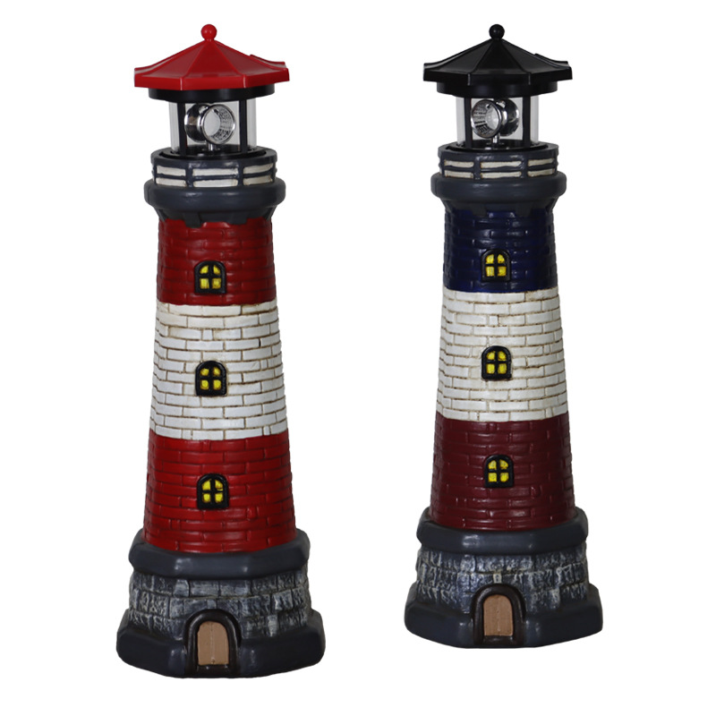 European and American style outdoor garden waterproof solar resin lighthouse ornaments, garden lights, landscape lights, floodlights and spotlights Item Picture
