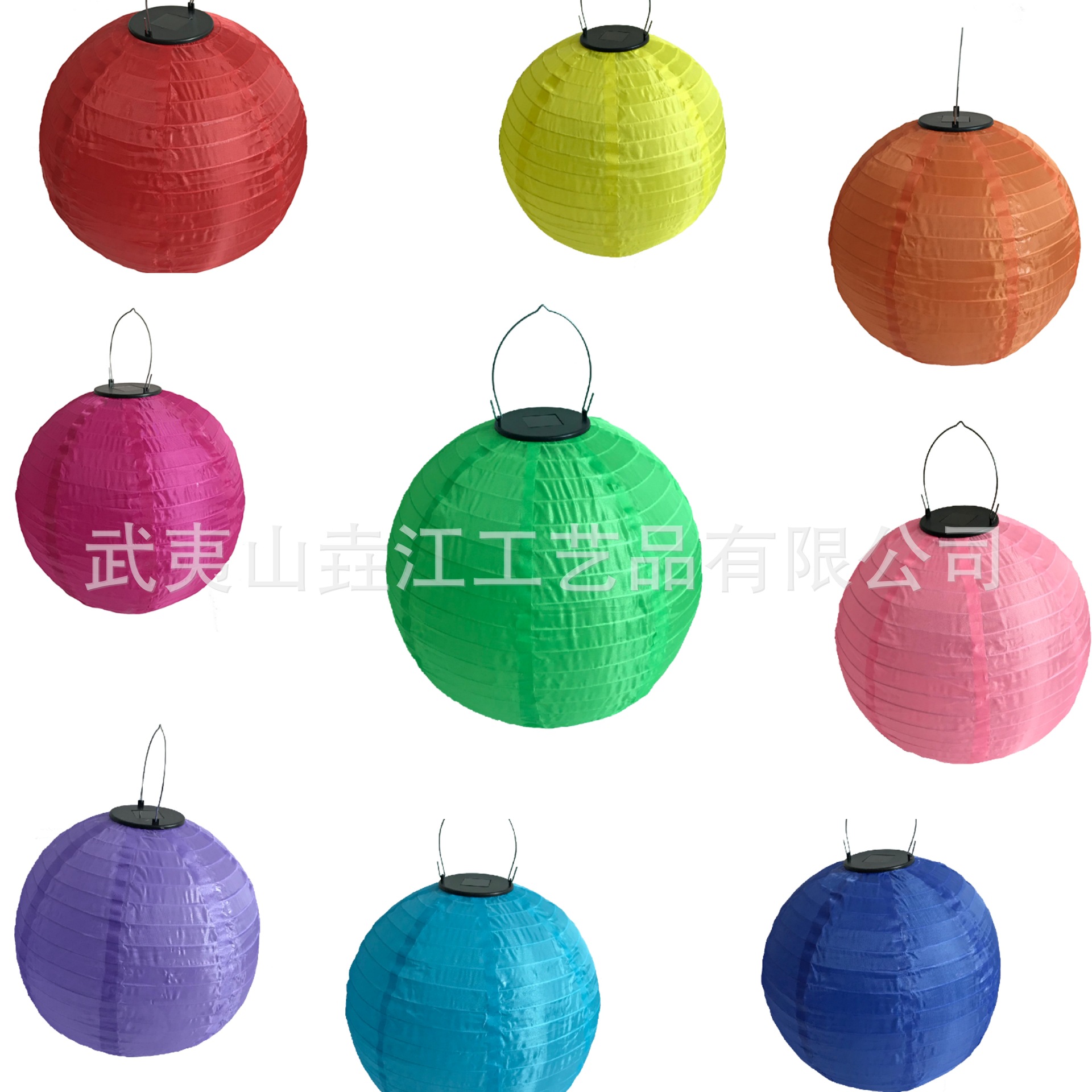 Cross-border solar-powered nylon fabric lanterns, 8-inch 20cm/ 10-inch 25cm / 12-inch 30cm, courtyard decorative silk fabric lanterns full figure