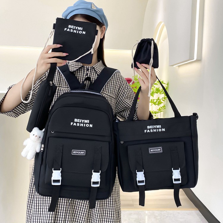 Wholesale of five-piece backpacks for high school and college students with a high level of appearance and simple color contrast in 2025 details Picture