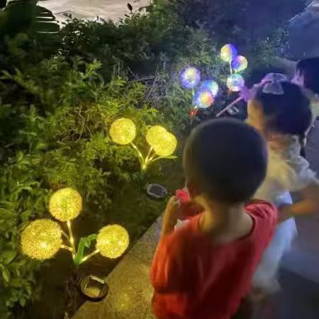 LED solar scallion flower lamp, dandelion ground insert lamp, outdoor waterproof, courtyard balcony, park decoration, lawn lamp Specification drawing