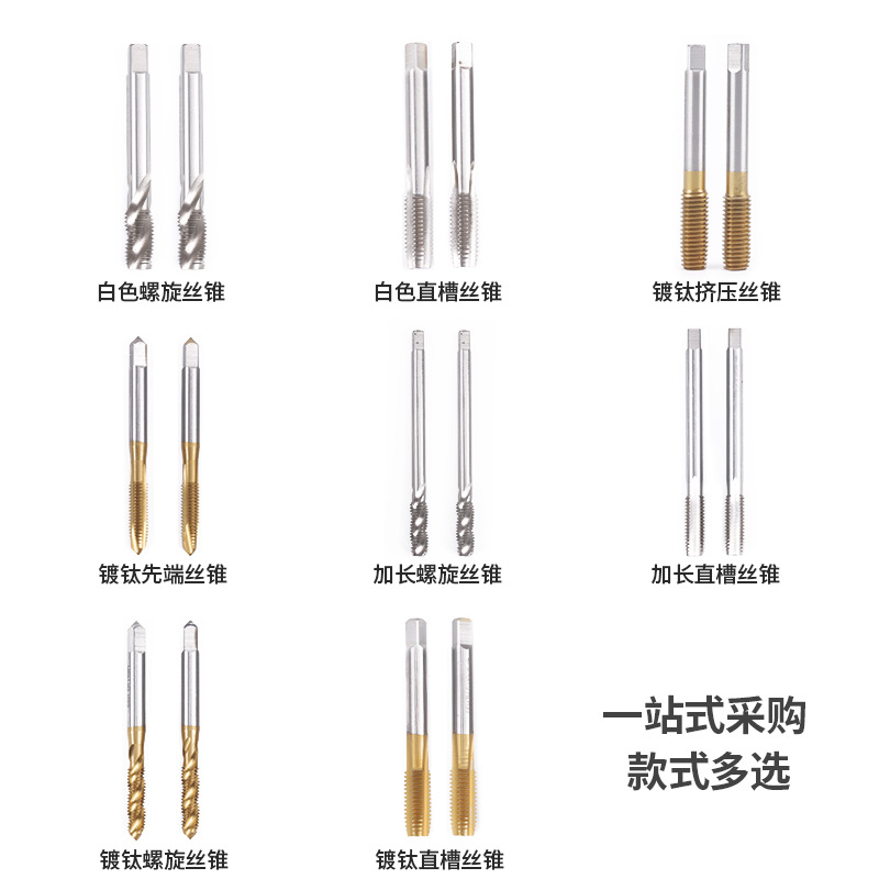 Titanium-coated helical straight thread right-rotating M3, M4, M5 taps for helical slot machines, American-made taps Specification drawing