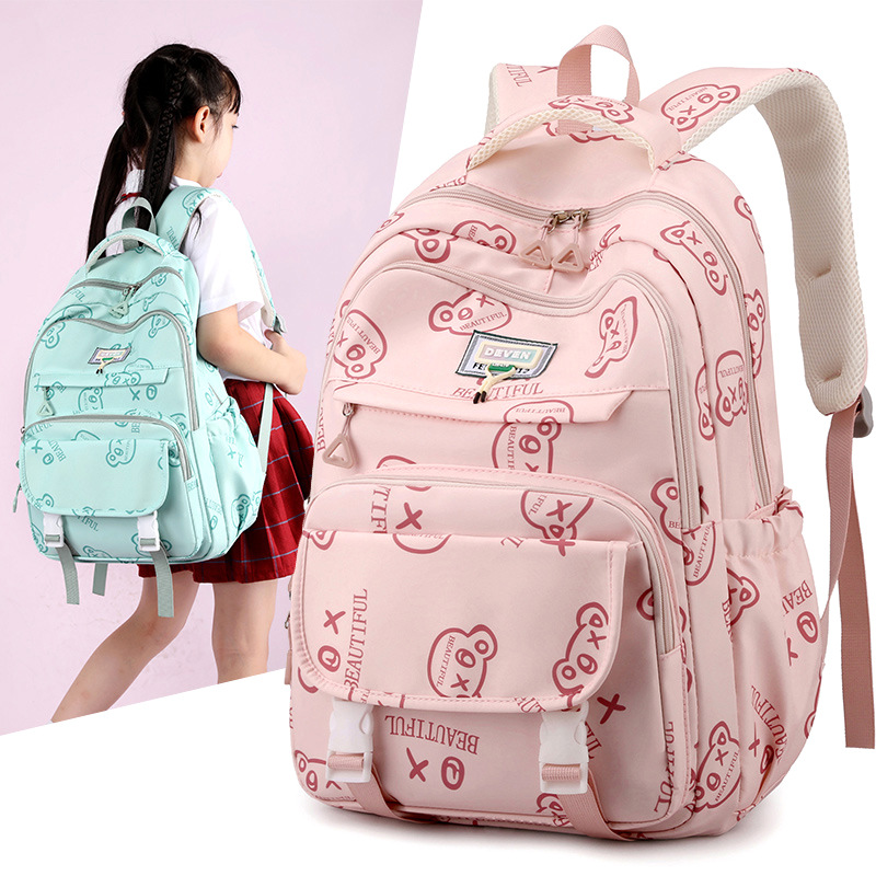 Wholesale of new student schoolbags, cute printed girls, middle school backpacks, large-capacity outdoor casual and load-reducing backpacks details Picture