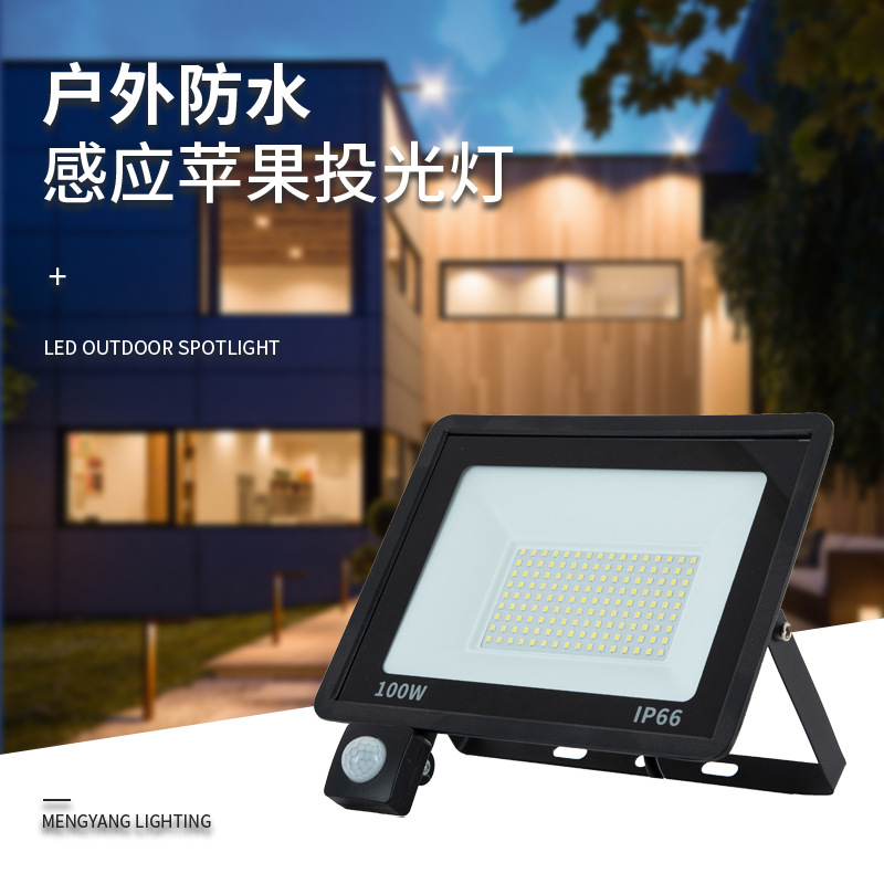 led sensor floodlights, small apple floodlights, outdoor courtyard ultra-thin floodlights, advertising square lighting lamps full figure