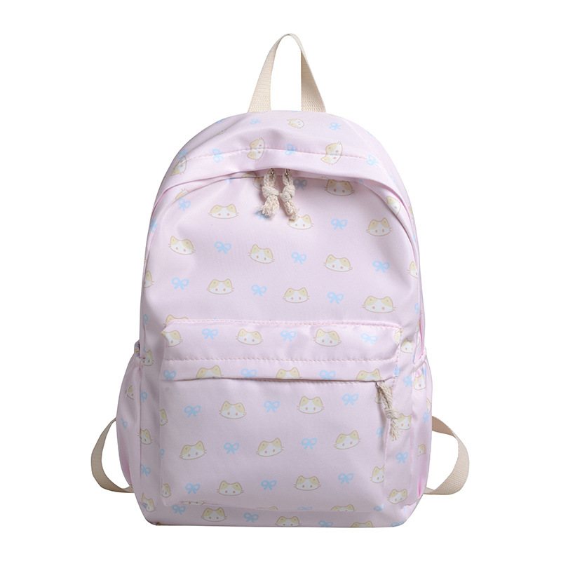 Cartoonish and cute ins fresh backpack, simple printed casual student schoolbag, large-capacity travel trendy backpack Item Picture