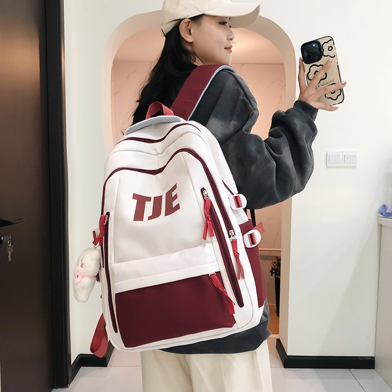Large-capacity schoolbag, ins style, retro, high appearance level, high school student backpack, junior high school student and college student computer backpack full figure
