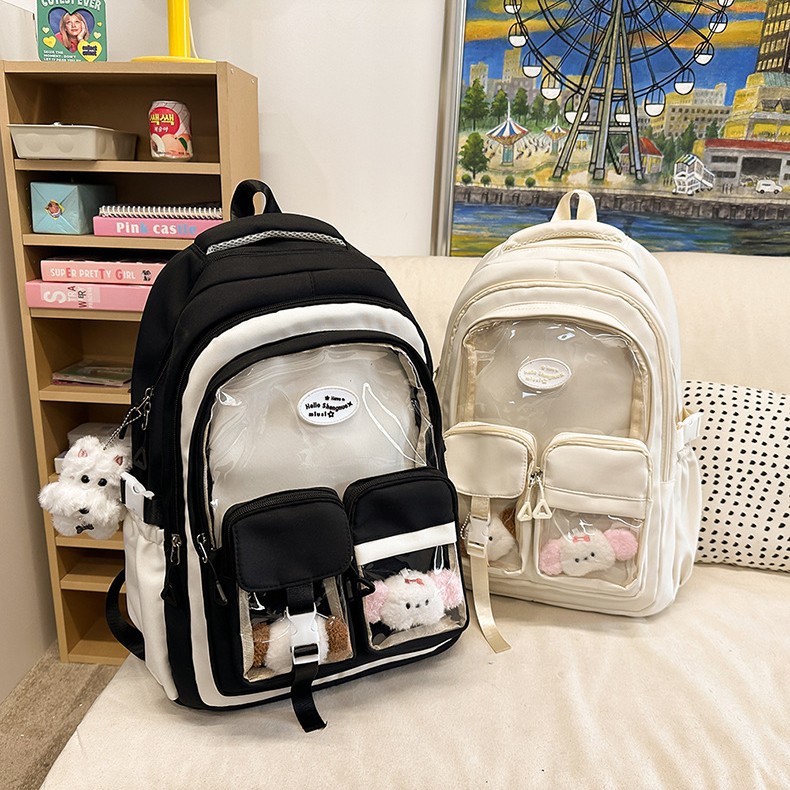 Versatile transparent Zagu Ba Ji pain bag for girls, high appearance level, high school and junior high school students' shoulder bag, large capacity details Picture