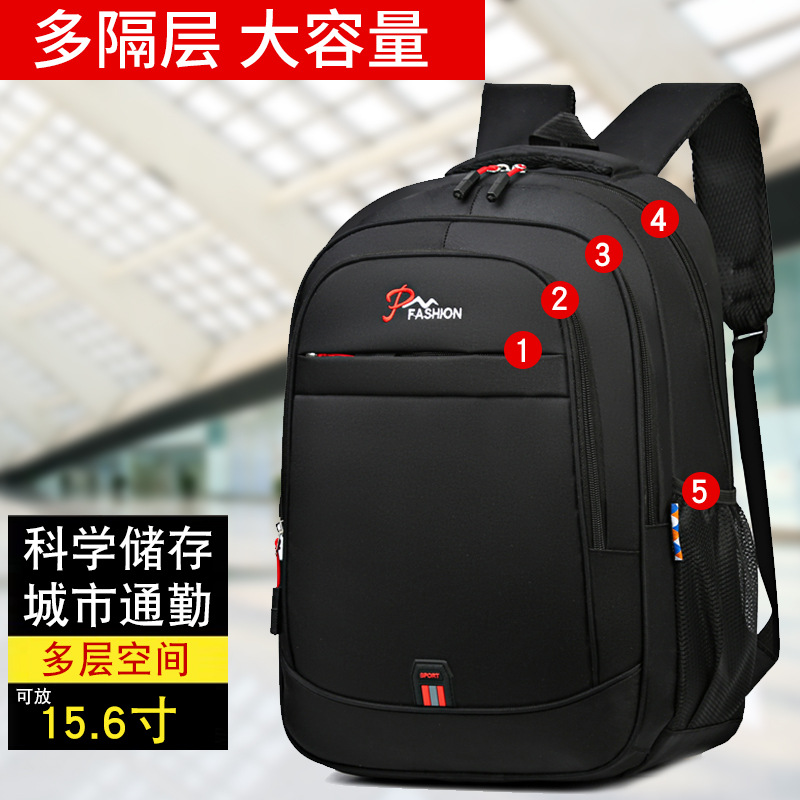 Cross-border fashion trend men's backpacks, large-capacity business computer backpacks, simple student schoolbags, casual travel bags details Picture