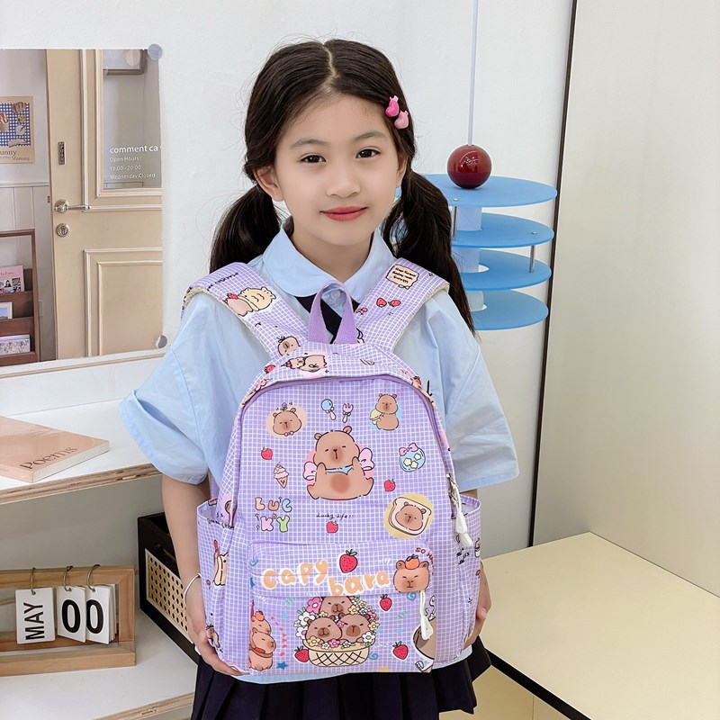 Cute cartoon new backpack, schoolbag and girl's bag for kindergarten Kapibala travel Specification drawing