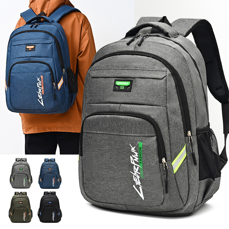 New men's backpack with a simple and large-capacity design for business, leisure and travel, a computer backpack for junior high school, senior high school and college students details Picture