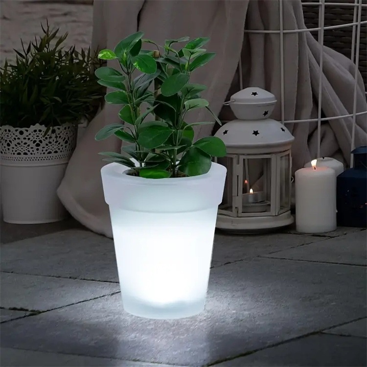 Cross-border solar flowerpot light, outdoor waterproof LED, courtyard balcony garden decorative landscape light, circular flowerpot light Specification drawing