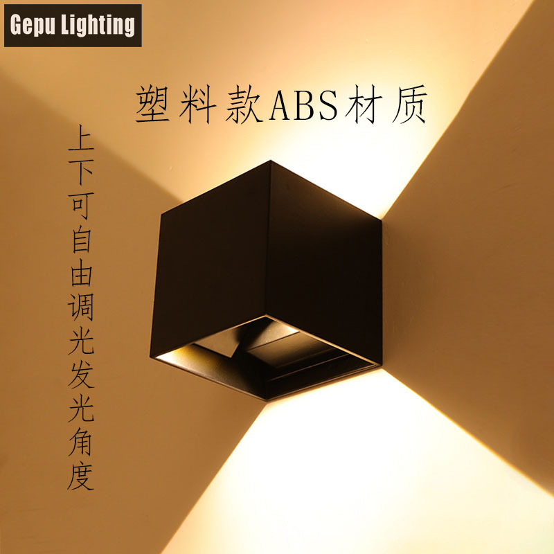 Plastic outdoor wall lamp, led classic square double-head top and bottom lighting garden lamp, outdoor waterproof balcony cross-border model full figure
