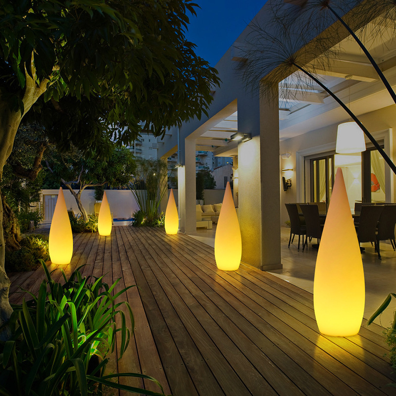 led light-emitting water drop lamp, hotel outdoor decorative floor lamp, floor landscape lamp, courtyard villa swimming pool guiding lamp details Picture