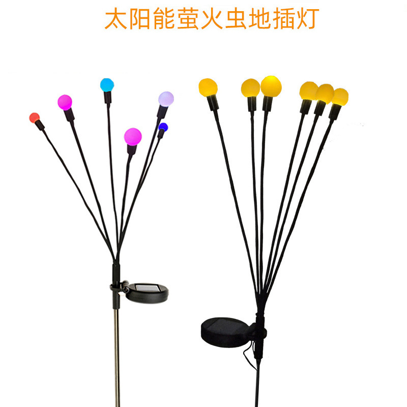 Ground insert lights, courtyard and garden decoration, Christmas festival lights, wind-driven firefly smoke lights, solar LED lawn lights full figure