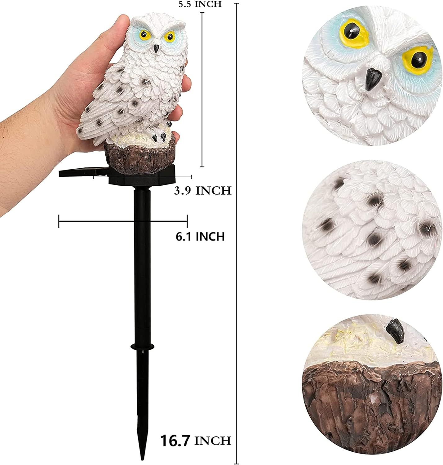 Solar lawn lights, owl resin sculptures, landscape lights, courtyard ground insert lights, outdoor garden lights Specification drawing