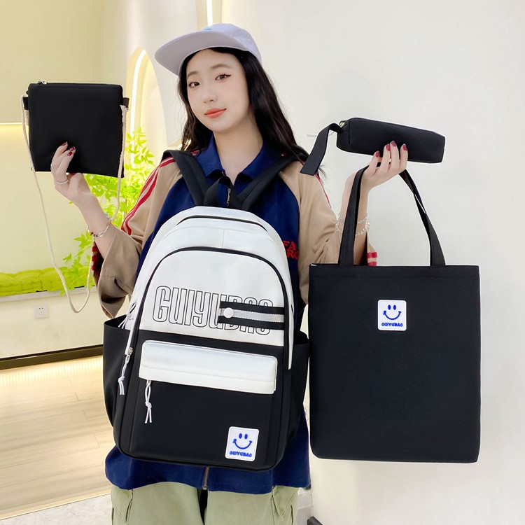 Cross-border foreign trade women's Bag 2025 New Style fashionable backpack, large capacity four-piece backpack set for junior and senior high school students details Picture