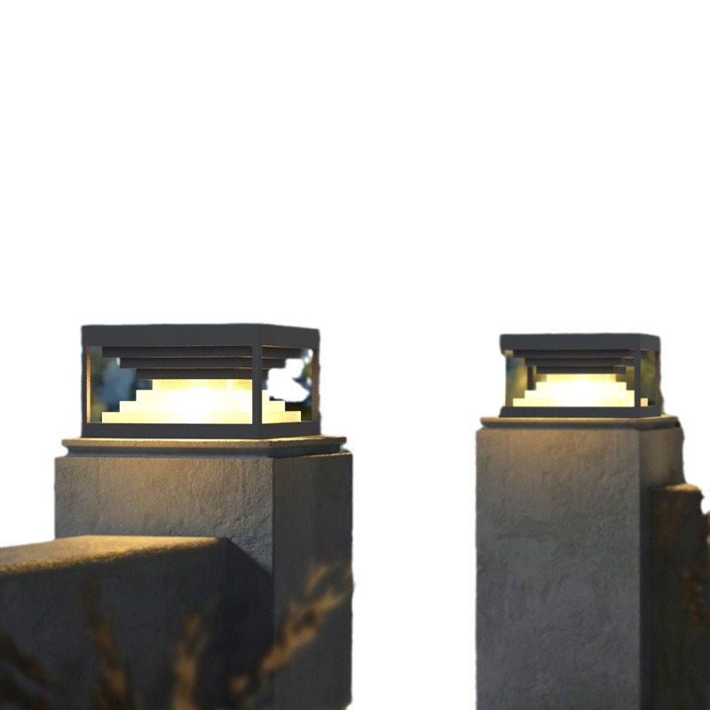 Outdoor lights, waterproof column lights, courtyard lights, outdoor fence villa column lights, square door stack lights, solar column head lights Item Picture