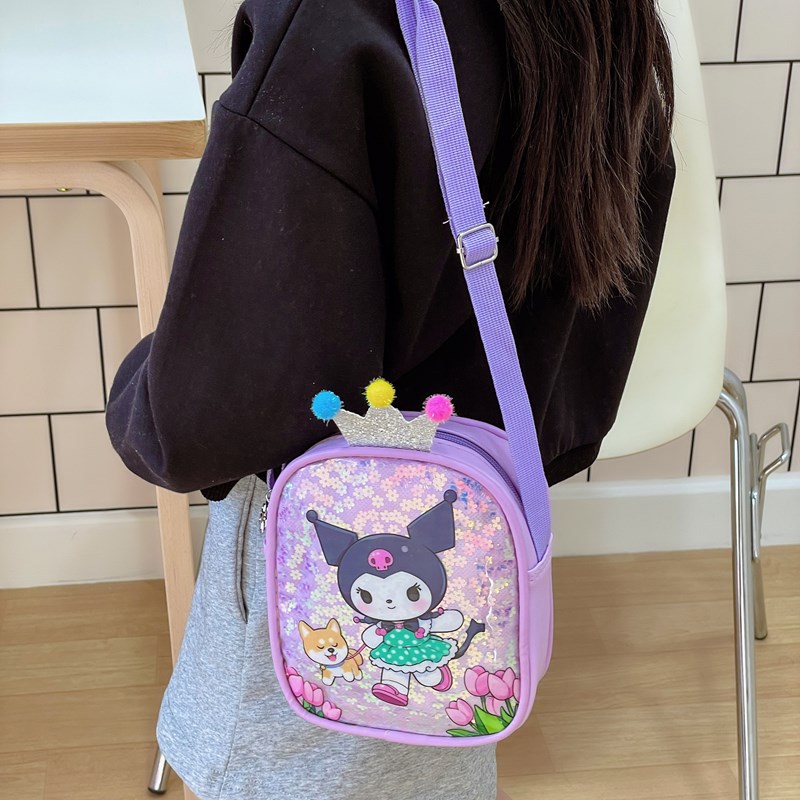 Cross-border girls' bag, cute sequined exquisite little girl crossbody bag, coin purse, stylish new style for going out details Picture