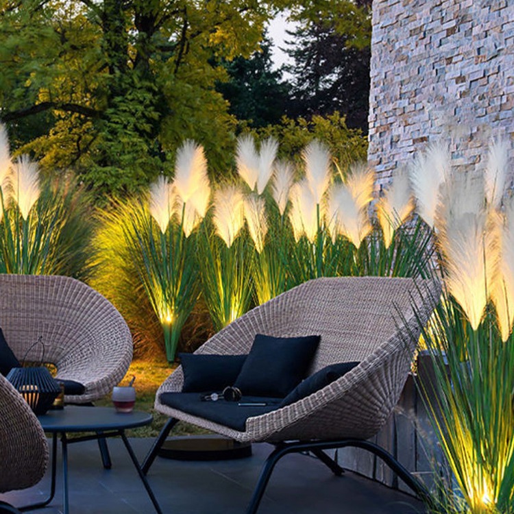 Cross-border solar reed lamps, outdoor courtyard garden lawn lamps, dog tail atmosphere decorative ground insert landscape lamps details Picture