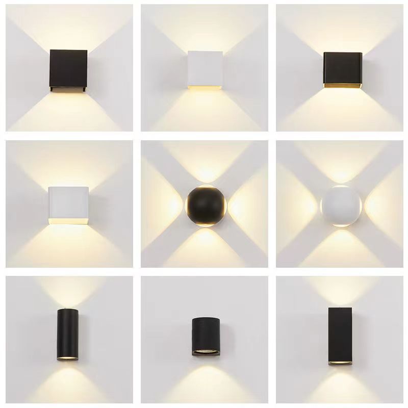 Homestay courtyard dimming column, balcony exterior wall, staircase, entrance, decorative wall light, LED outdoor waterproof double-head wall light details Picture