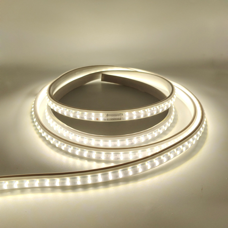 led light strip 2835, double-row 180 lamps, arc-shaped engineering type, copper bracket, lamp beads, copper wire, 220V light strip Specification drawing