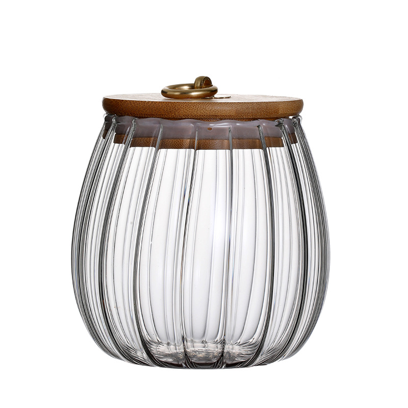Household petal-patterned glass sealed seasoning storage jars, tea jars, glass bottles for grains and cereals, tea storage jars Item Picture