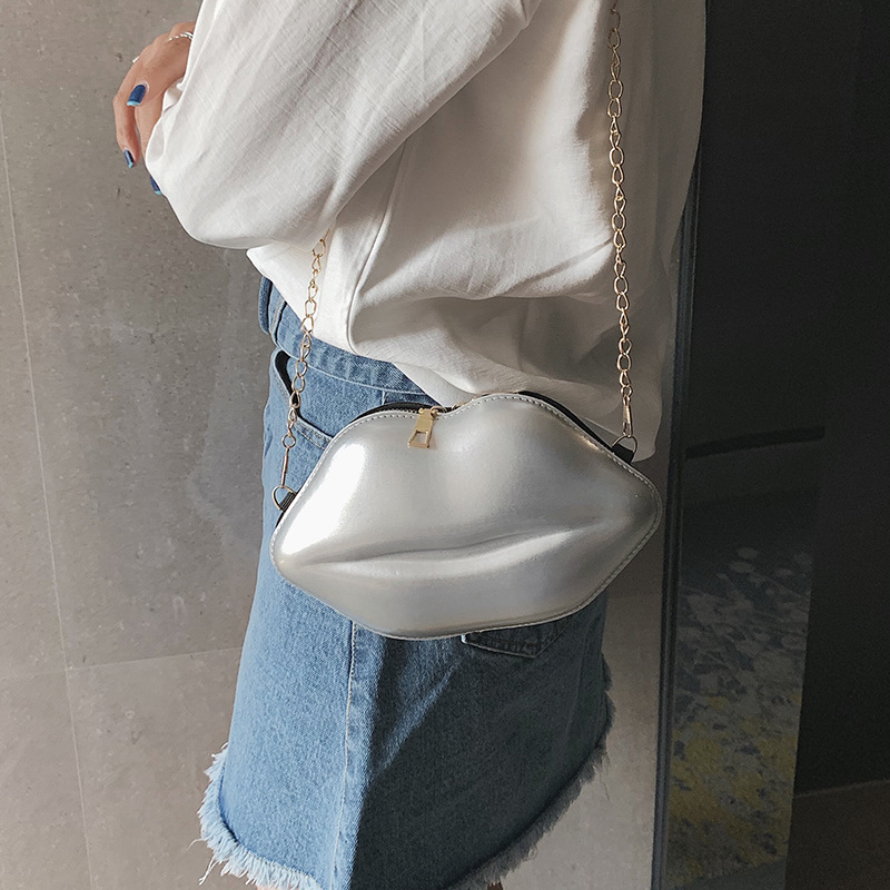 2022 New stylish Korean chic chain lip mini bag, Instagram super bag, versatile mini single-shoulder crossbody bag for women Specification drawing