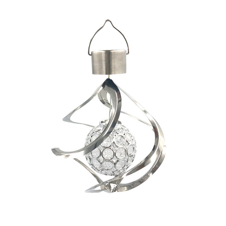 Outdoor stainless steel LED solar lamps, hollowed-out balls, acrylic balls, rotating chandeliers, garden landscape lamps, waterproof Item Picture