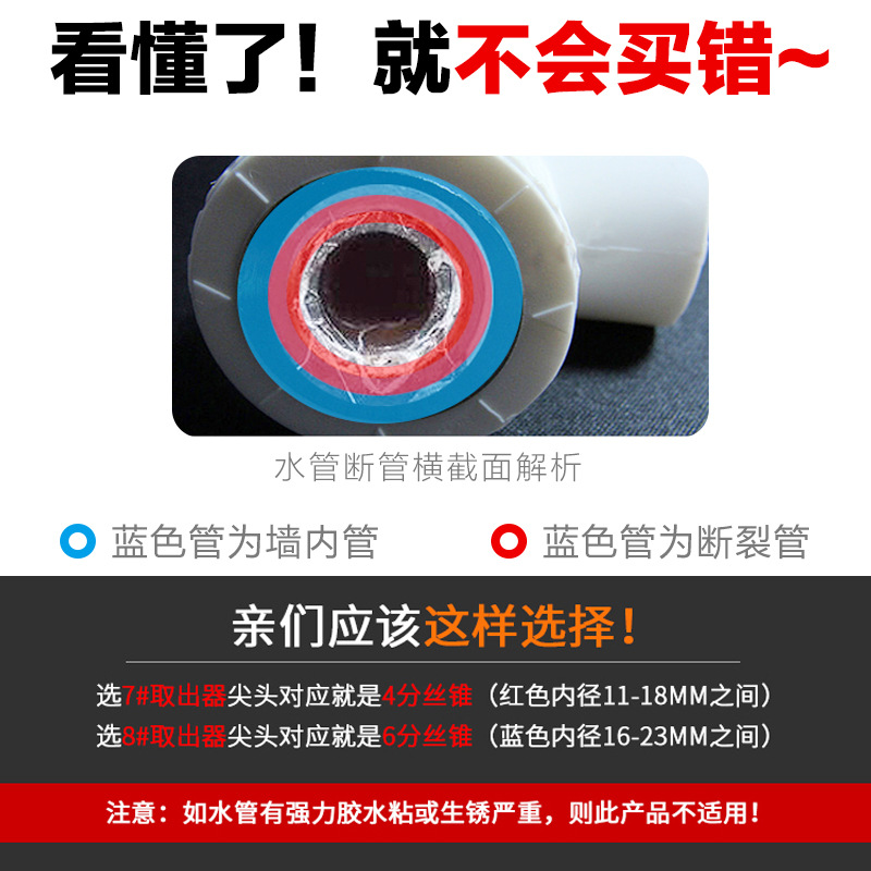 Double-head faucet broken thread remover, broken thread remover, 4-minute and 6-minute triangular valve stripped thread disassembly Application Scenario