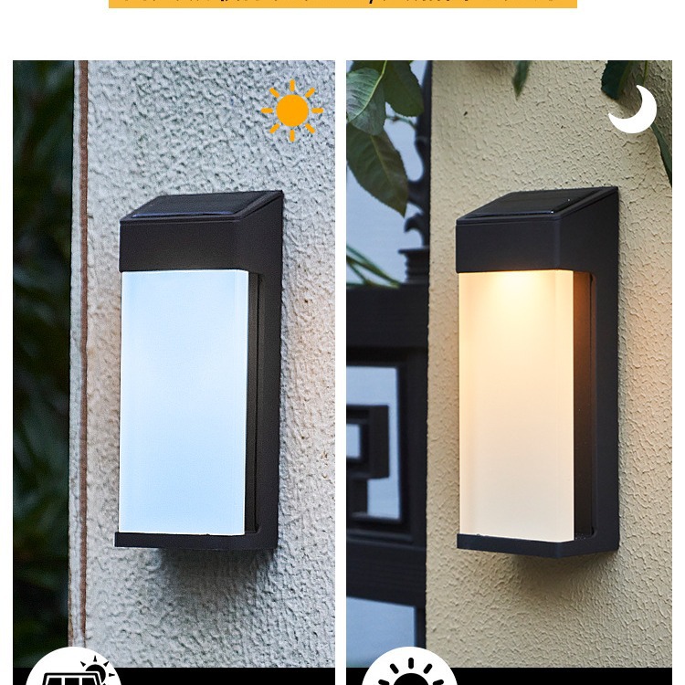 Solar lamps, courtyard outdoor lamps, corridor exterior wall atmosphere decorative lamps, garden landscape arrangement frosted glass wall lamps Specification drawing