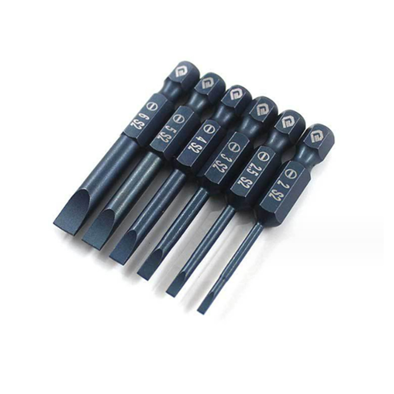 S2 Single-head flat-head pneumatic screwdriver, strong magnetic screwdriver, extended pneumatic screwdriver tip 50-100mm, hand drill tip Specification drawing
