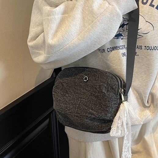 Women's canvas small bag Casual women's casual single-shoulder crossbody bag 2025 new multi-layer mobile phone bag lightweight crossbody bag details Picture