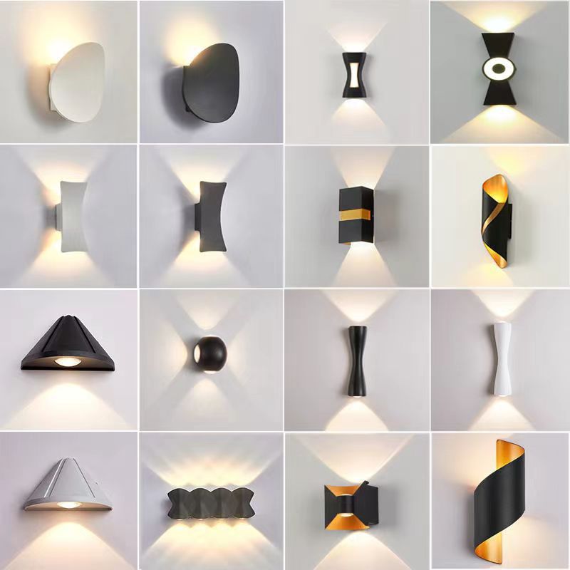 Wall lamps, outdoor waterproof led exterior wall lamps, outdoor entrance wall washing lamps, double-head up and down illumination lamps, background wall lamps full figure