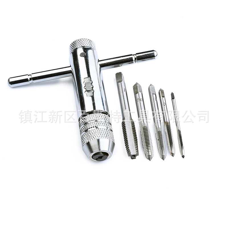 T-type M3-M8 tap ratchet hinge with a set of 5 straight groove tap wrenches undefined