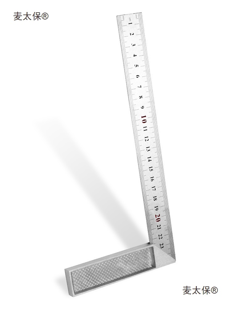 Thickened right Angle square, multi-functional turning ruler, 90-degree movable Angle ruler, high-precision stainless steel set square, wooden Mattebao Item Picture