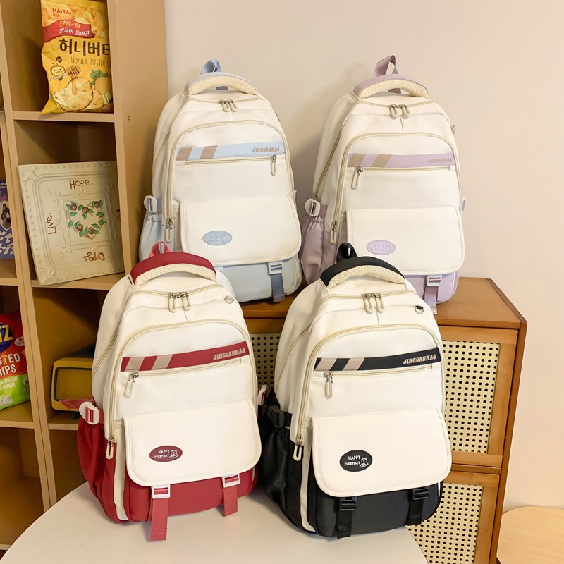 Manufacturer's in-stock large-capacity junior high school student schoolbags, girls' high school appearance level versatile casual backpacks, weight-reducing and spine-protecting backpacks Application Scenario