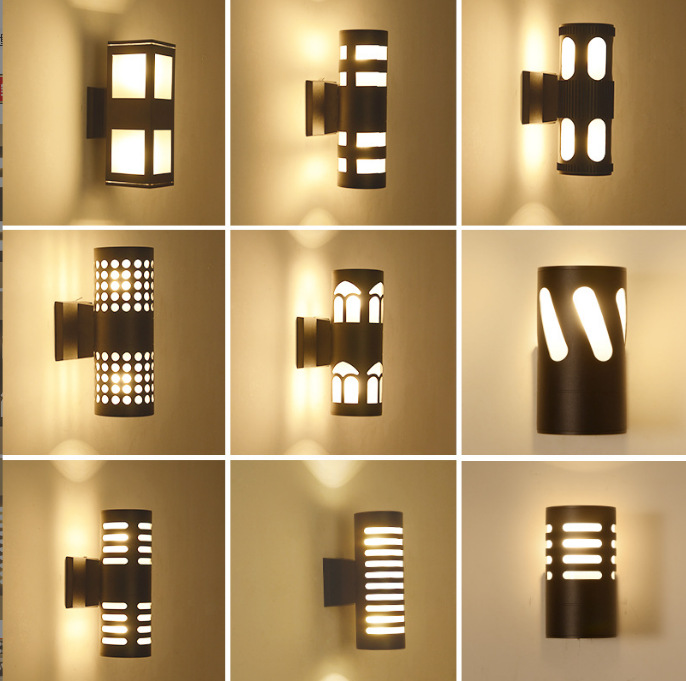 New foreign trade product, European-style E26 lamp head aluminum material, European standard exterior wall decoration waterproof double-head wall lamp, outdoor wall lamp full figure