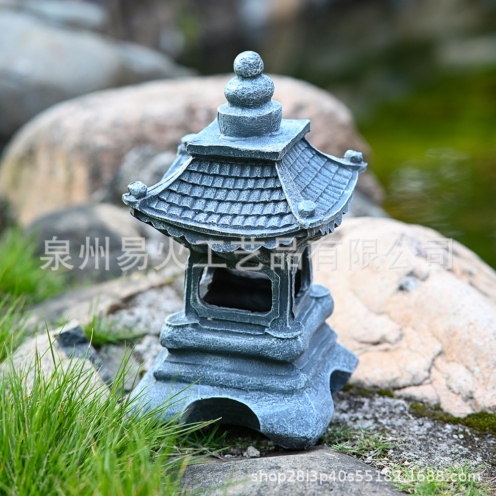 Factory wholesale of solar-powered Chinese-style palace lanterns, retro stone pagodas, outdoor garden and courtyard landscape, Zen-inspired handicrafts and ornaments Specification drawing