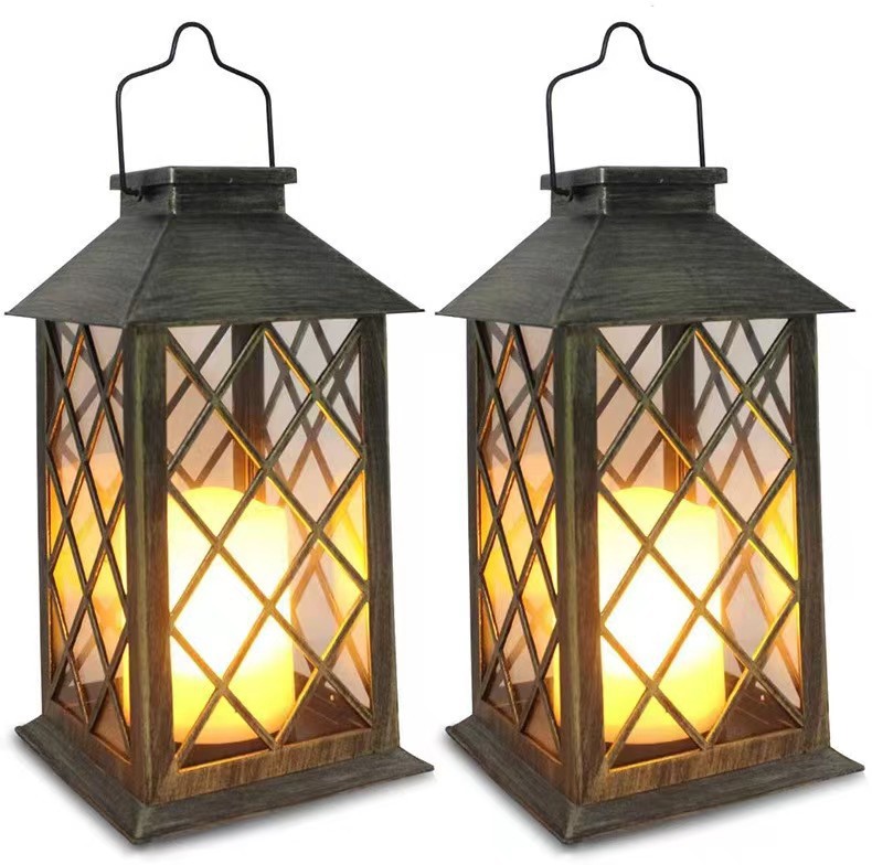 Amazon vintage outdoor solar candle wind lamp Garden lawn villa decorative landscape light Specification drawing