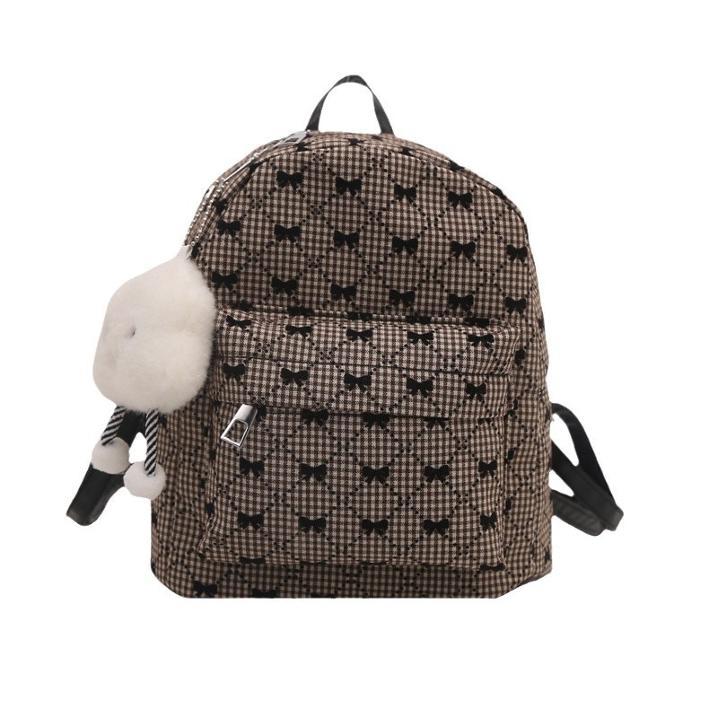Sweet mini hand-held backpack for women 2025 New style, trendy and versatile fabric, fresh bow print small backpack Item Picture