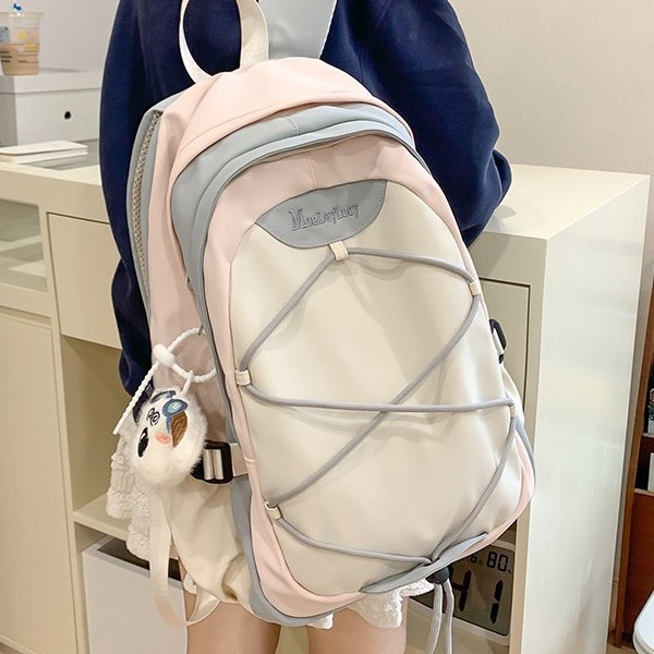 Mountain-themed outdoor hiking backpack for girls, large capacity, design sense, niche lightweight schoolbag, high-end for high school girls details Picture