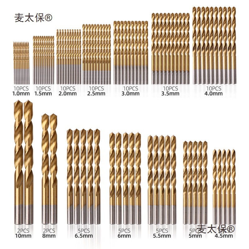 Twist drill bit, hand drill bit set, stainless steel drilling, steel metal alloy drill bit, 110mm, Mattebao details Picture