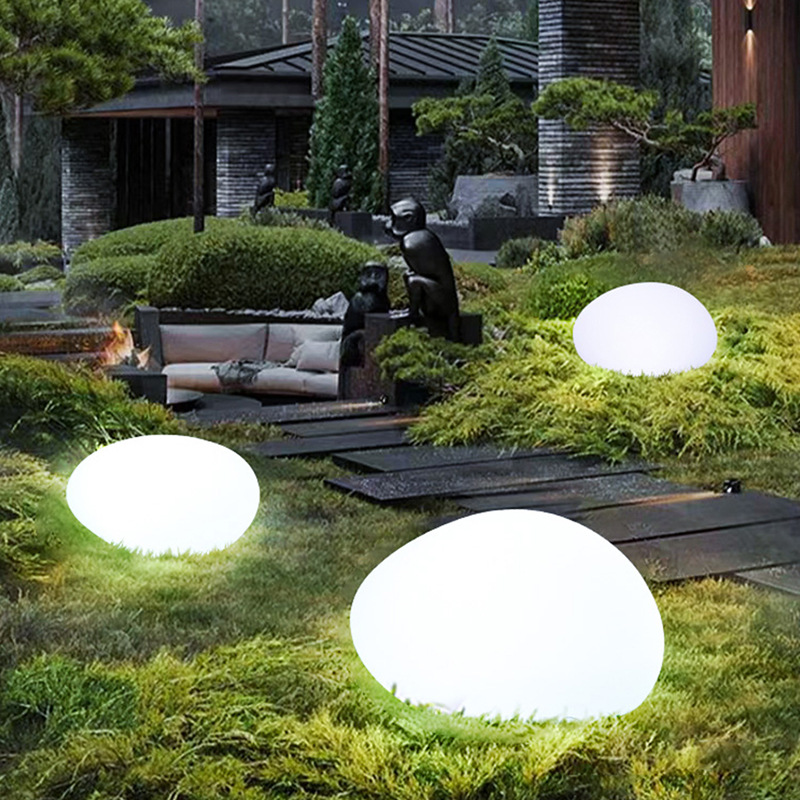 LED oval stone lights, outdoor camping lawn solar seven-color landscape lights, villa garden floor lights, foreign trade Specification drawing