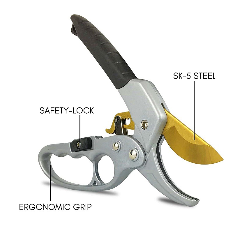 Cross-border best-selling segmented ratchet shears SK5 titanium scissors, garden shears, gardening shears, pruning shears, garden tools Item Picture