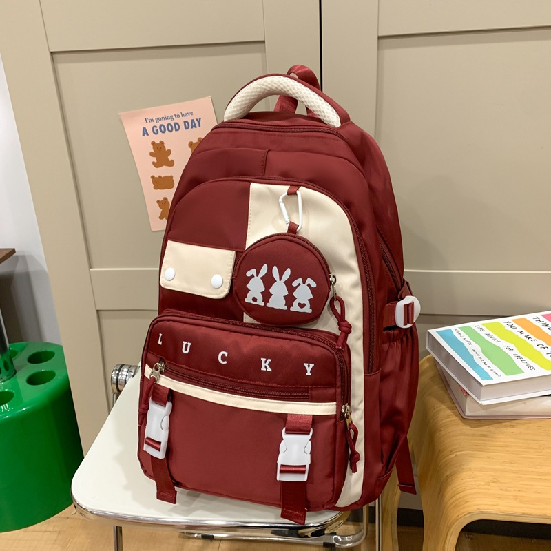 Japanese-style Harajuku style simple backpack with small bags, men's schoolbag and women's Korean-style student backpacks for boys and girls, neutral street backpacks Specification drawing