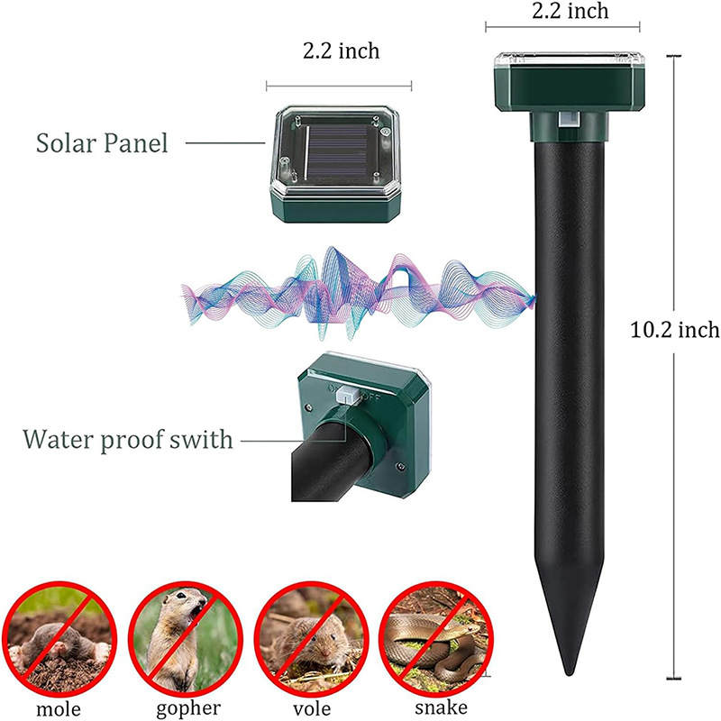 Solar-powered rat repellent, square courtyard light repellent, outdoor ultrasonic snake and dog repellent, farm bird repellent details Picture