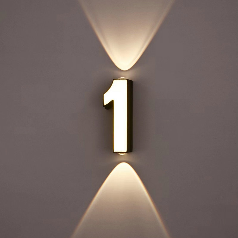 Modern and simple Nordic style living room LED outdoor garden lamp, 0-10 number letter waterproof outdoor wall lamp Application Scenario
