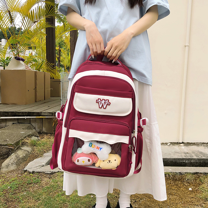 The new schoolbag for junior and senior high school students is simple and fresh, with a large capacity. It is a fashionable and versatile backpack for casual travel details Picture