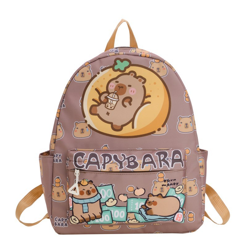 Wholesale of Capibala cute printed children's schoolbags with large capacity, lightweight, and artistic backpacks for primary school girls Item Picture